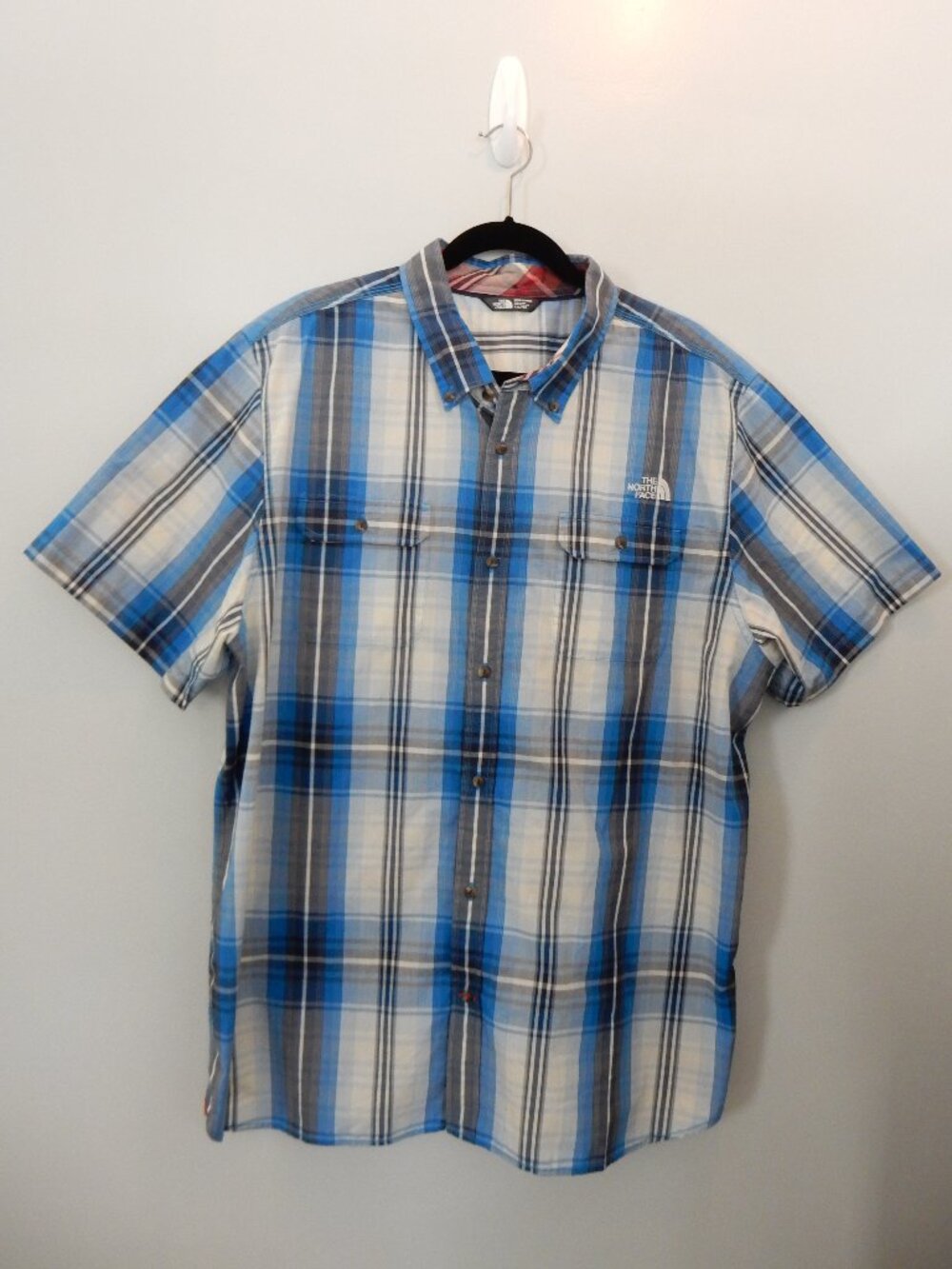 North Face Mens Short-Sleeve Delridge Blue Button Down XXL UEC